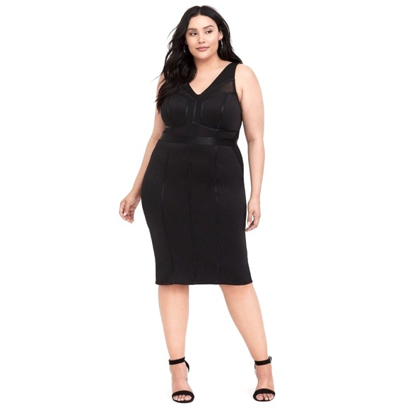 Torrid Mini Scuba Bodycon Cocktail Dress Black Corset Sheath V-Neck Size 1X - Picture 5 of 13